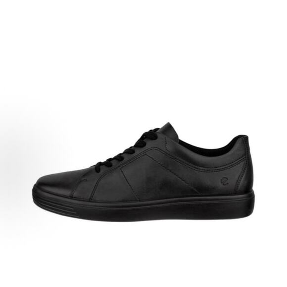 ECCO MEN\'S 48 BLACK CLASSIC SNEAKER GENUINE LEATHER LOW TOP NIB RARE